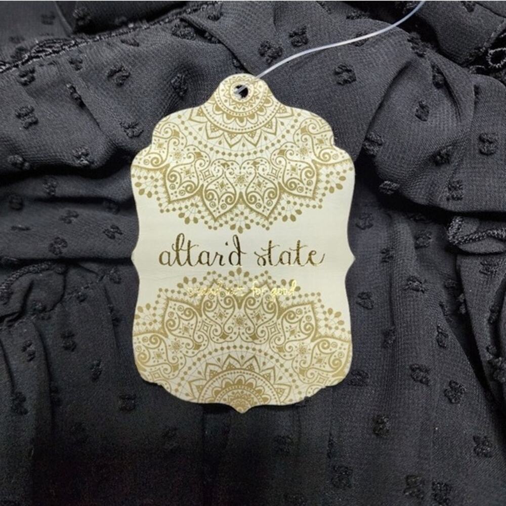 Altar'd State Black Embroidered Dot Sheer Lined Flare Mini Dress M - Picture 10 of 12